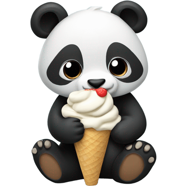 Panda eating ice cream emoji