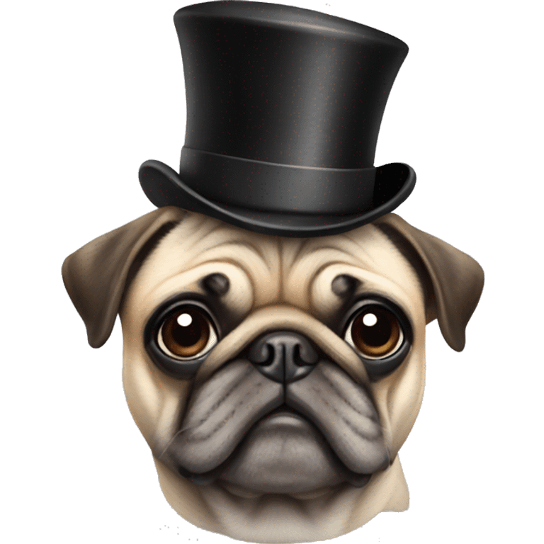 A pug with a top hat emoji