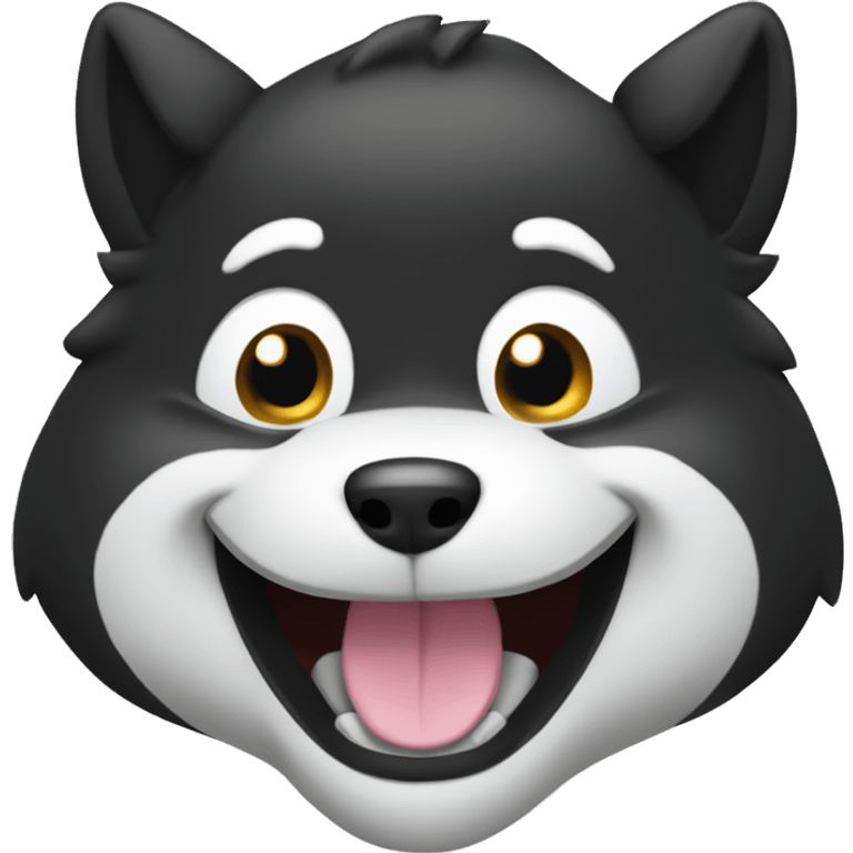 black siba inu face | grinning squinting face | laugh | mouth | satisfied | smile emoji