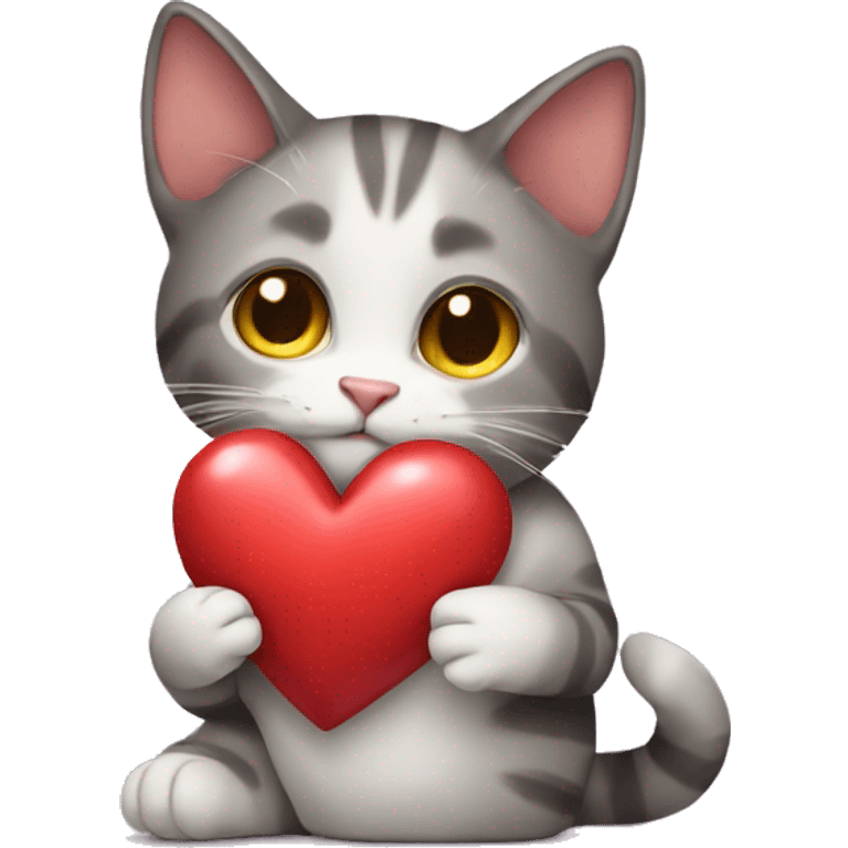 Cat holding a heart emoji