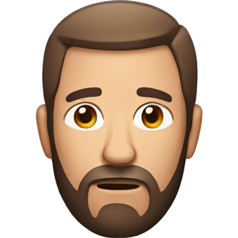 man with brown beard and short hair and disappointed face emoji