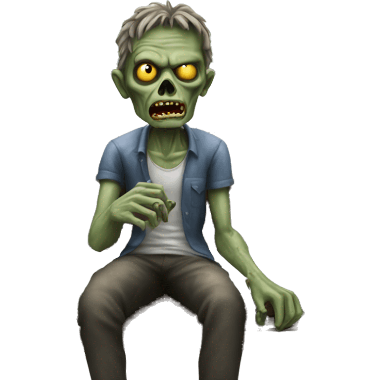 Zombie sitting on a park bench realistic  emoji