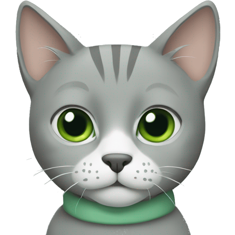 Grey cat with sage green collar emoji