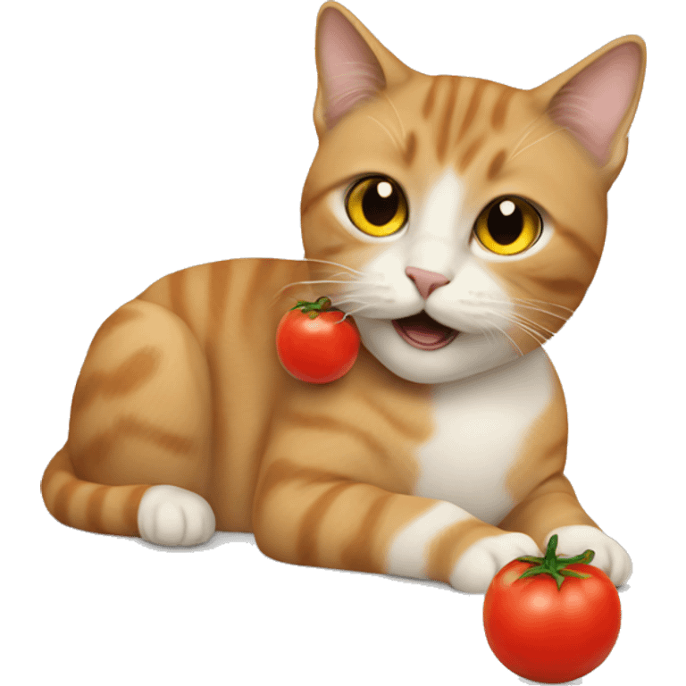 Cat eating tomato emoji