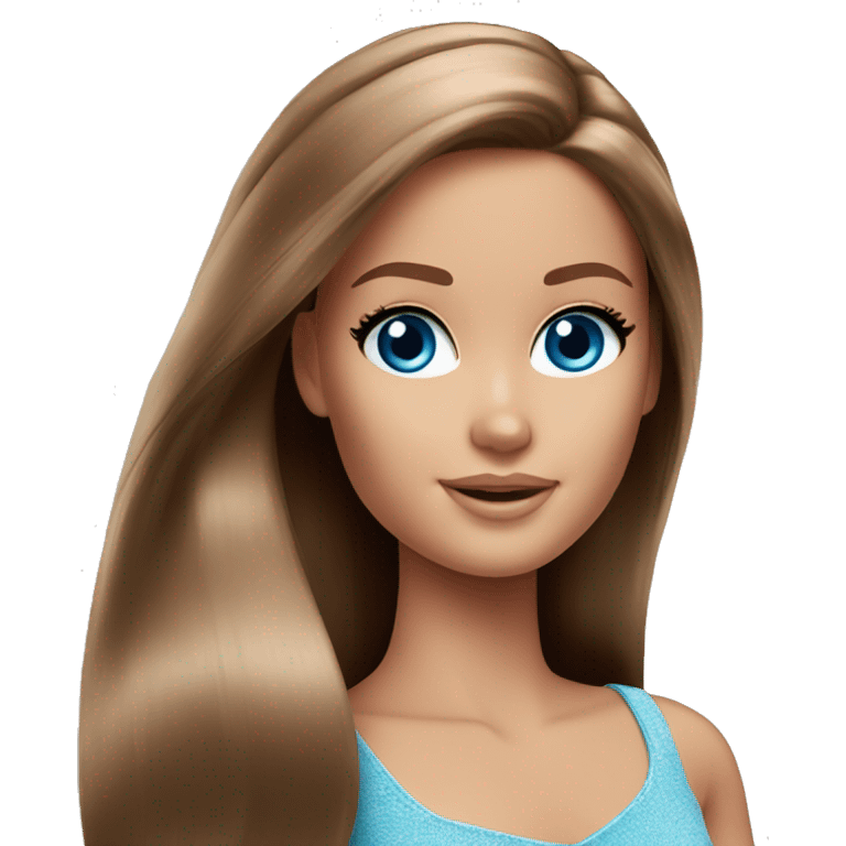 Barbie long brown hair blue eyes emoji