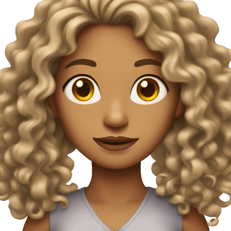 woman tan skin with long curly hair emoji