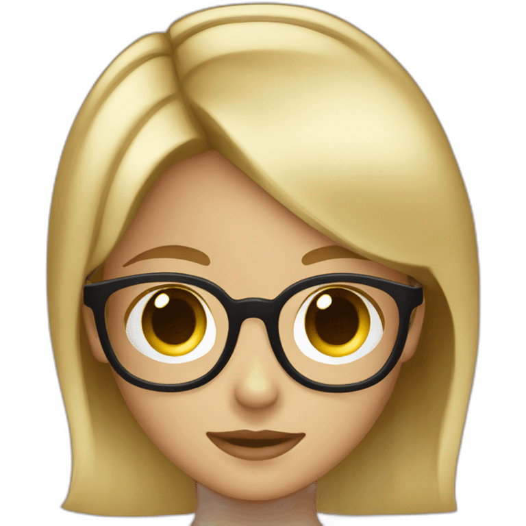 kid blond girl short hair with beatiful glasses emoji