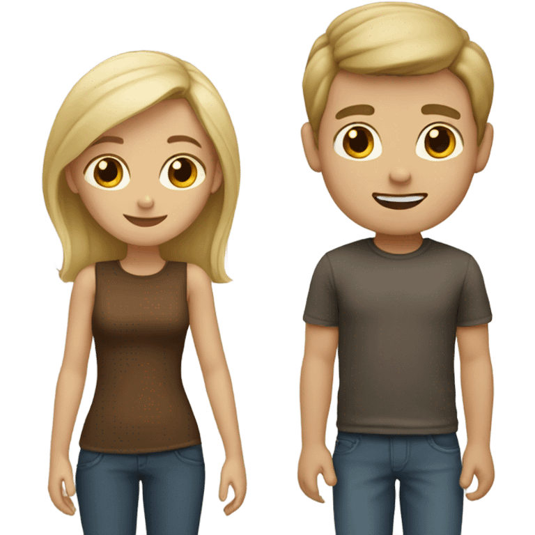 Blonde girl with boy with brow hair  emoji