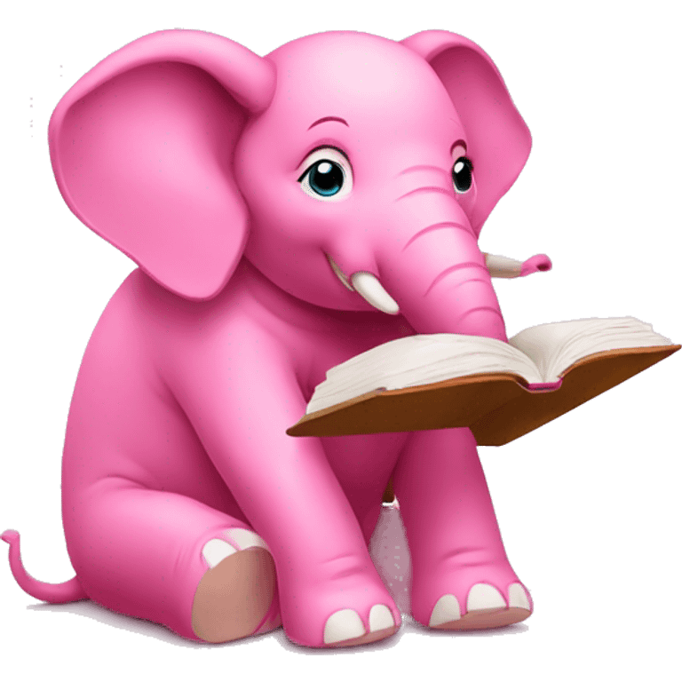 pink elephant studying emoji