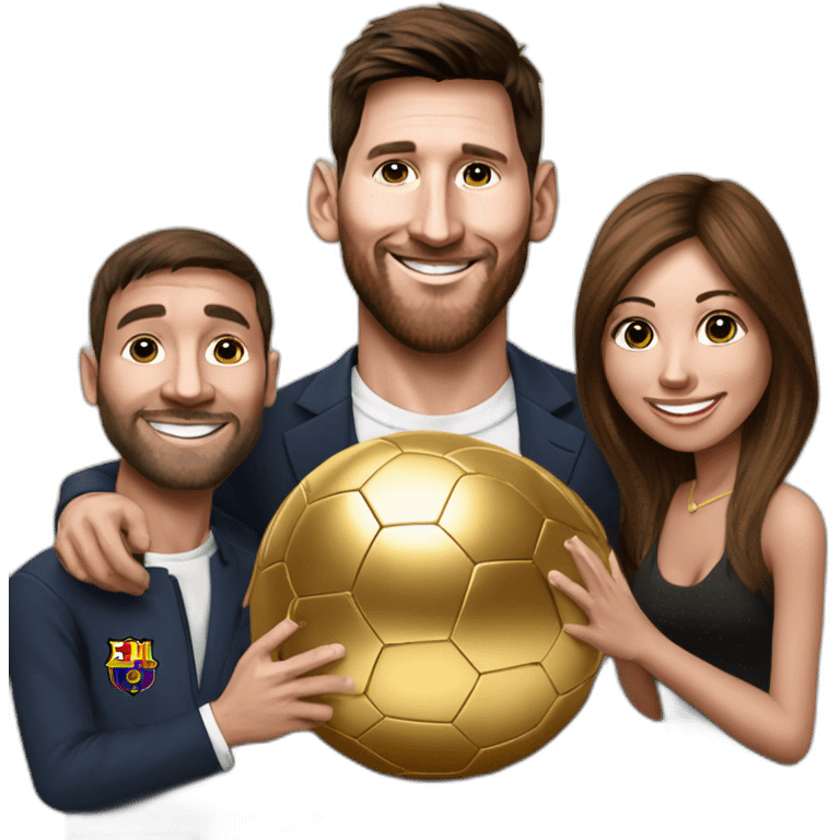 Messi avec ses 8 ballon d'or et sa famille emoji