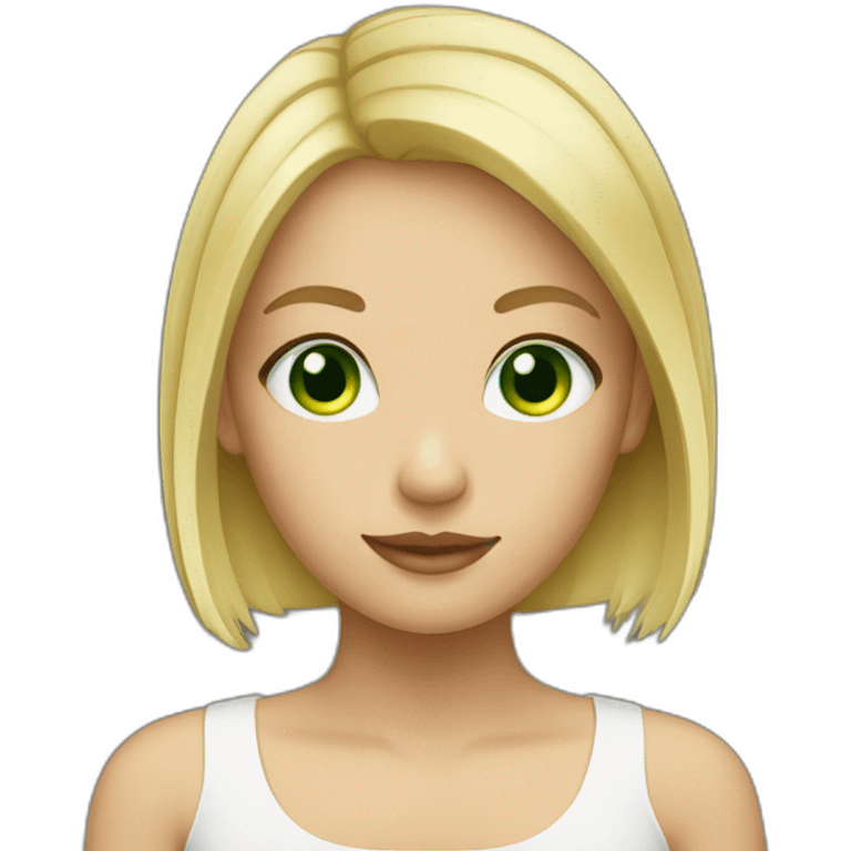 blond Crop Cut hair girl with green eyes emoji