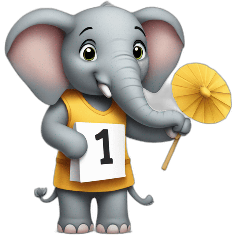 elephant holding a sign with "1 Fan" on it emoji