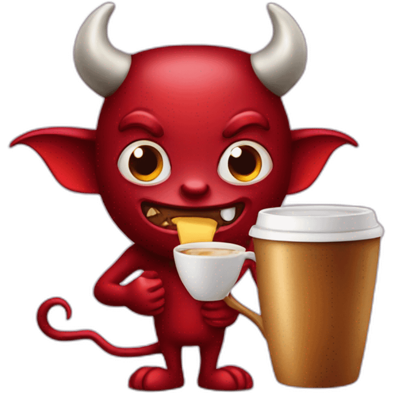 Devil with cup of coffee emoji