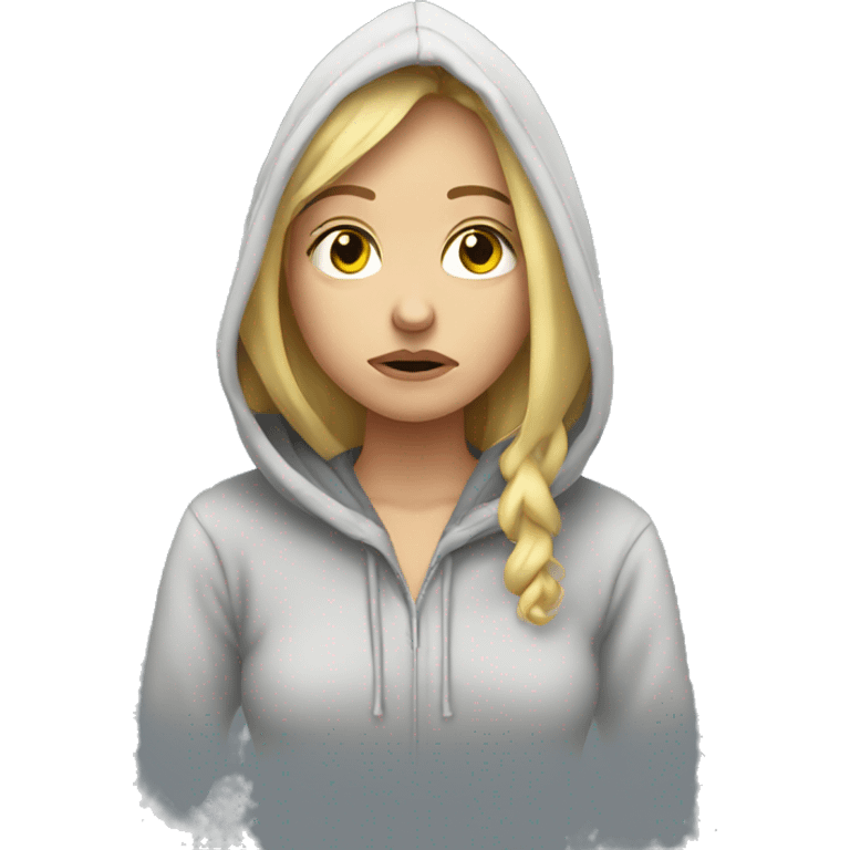 Depressed blonde girl in hoodie emoji