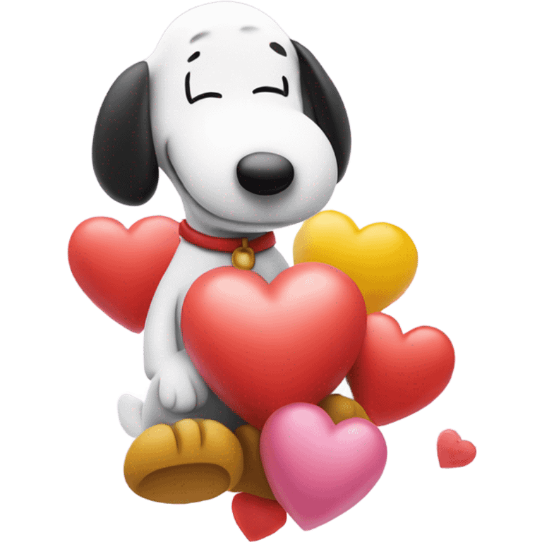 Snoopy and Woodstock with hearts  emoji