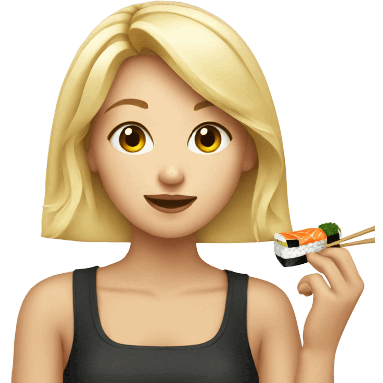 Blonde girl eating sushi emoji