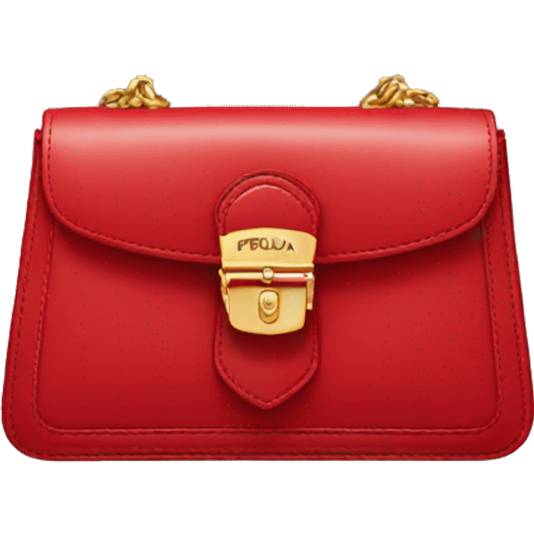 Prada purse in red with leather outlining emoji