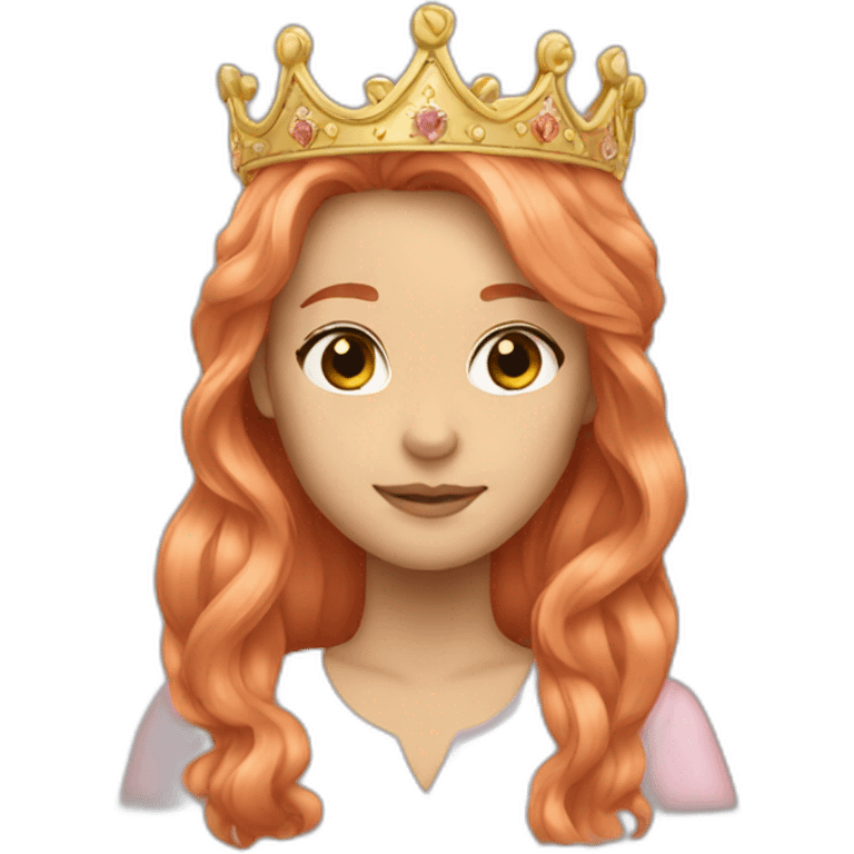 light red long hair crown emoji