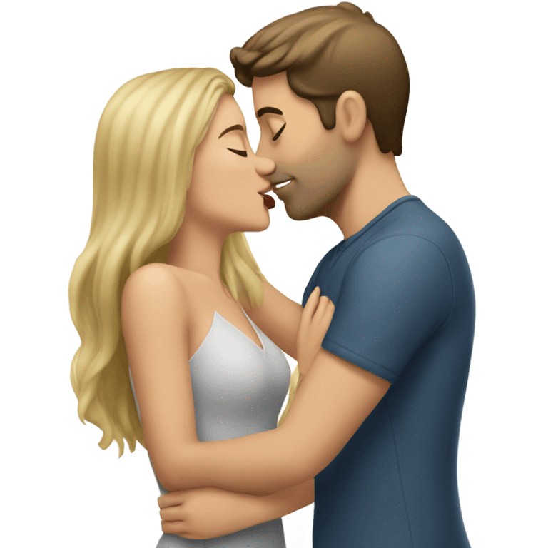 brunette girl kissing blonde man emoji