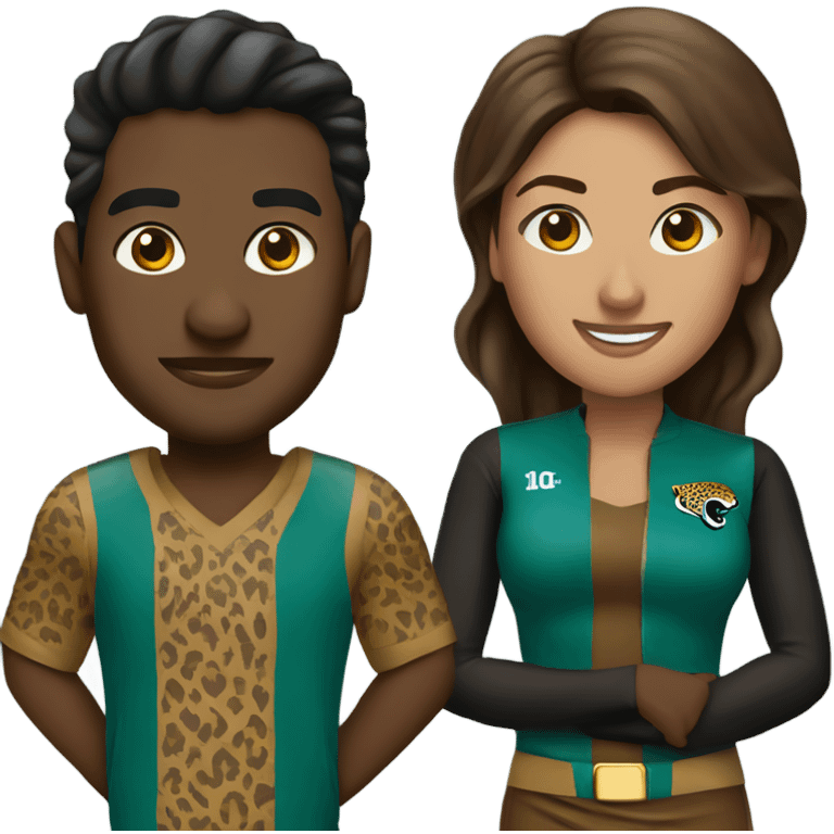 Brown men and woman in Jacksonville Jaguar clothes emoji