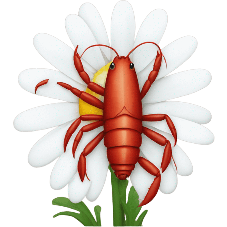 Crawfish holding a daisy emoji