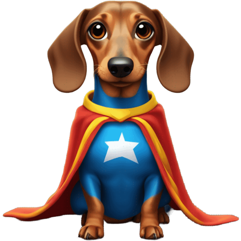 Dachshund wearing a super hero cape emoji