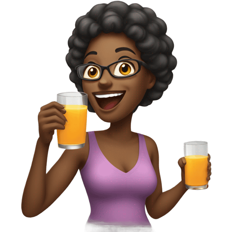 Black lady drinking juice emoji