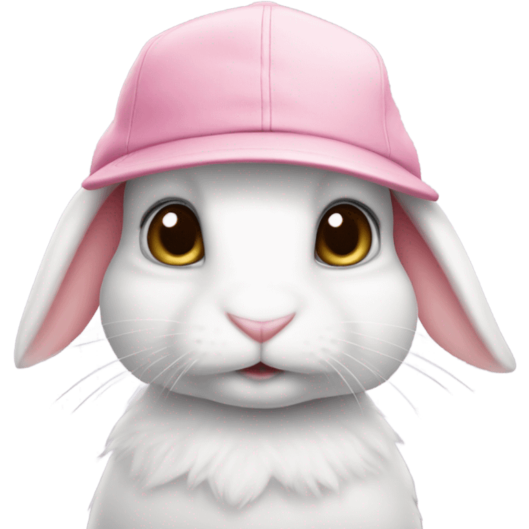 White bunny with pink cap emoji