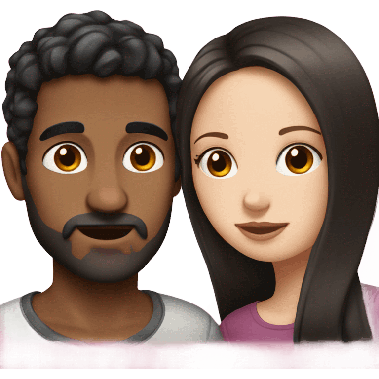 spanish man with brown hair kissing white girl with black hair   emoji