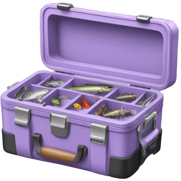 Realistic pastel purple fishing tackle box. emoji