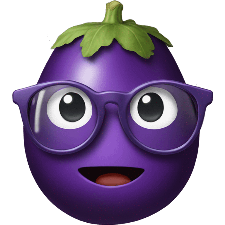 Eggplant with glasses emoji