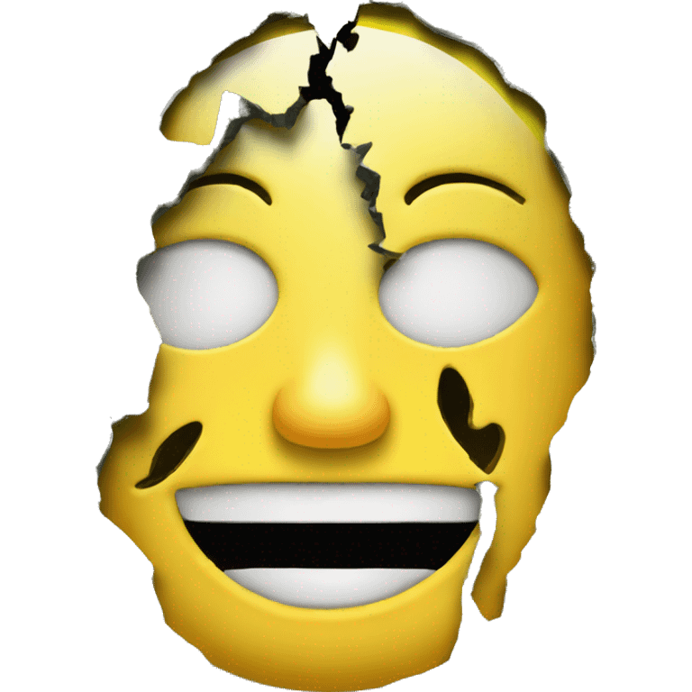 cracked open money face emoji with something behind the cracks emoji