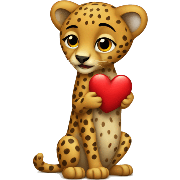 cheetah hugging a heart emoji