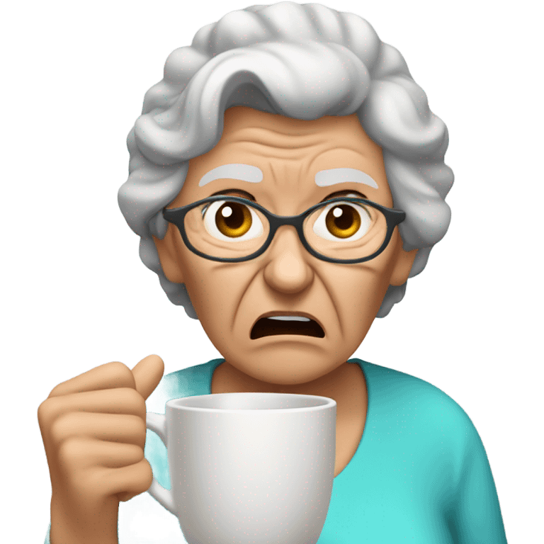 angry grandma can't hear cup her hand to her ear emoji