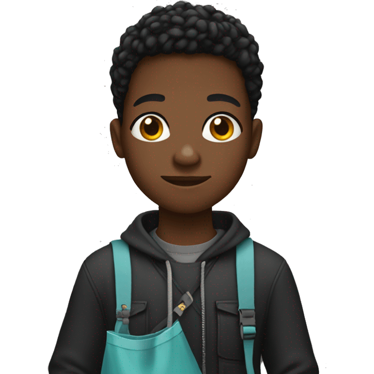 Black teenager holding a bag emoji