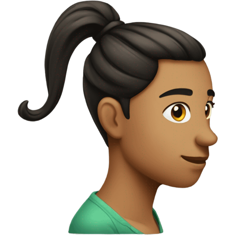 side face with nose and black cheek and a pony tail emoji