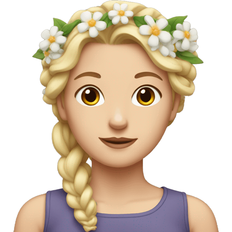 White girl with flowers in hair emoji