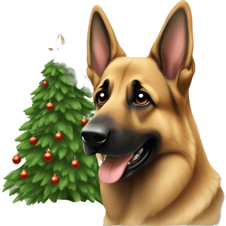 German shepherd and christmas tree  emoji