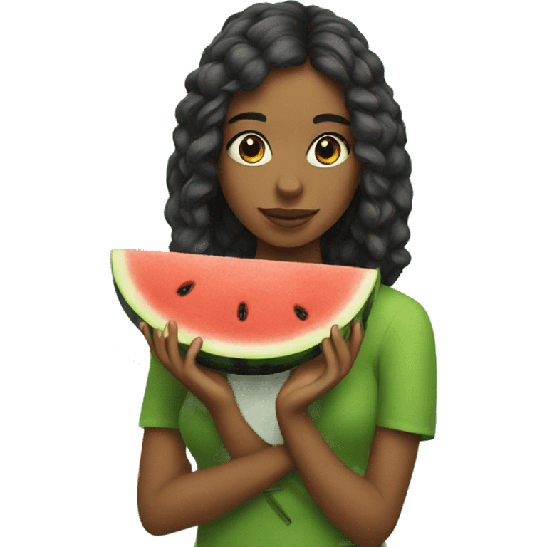 Girl with watermelon emoji