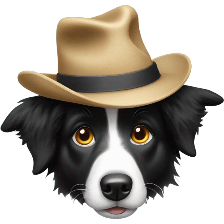 Border collie with a hat emoji