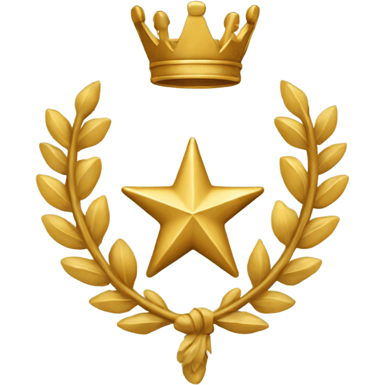 Create a powerful, gold-themed emoji representing the highest military rank, symbolizing authority, leadership, and strength. The emoji should feature a crown-like symbol, a military star, and a laurel wreath, with a regal and commanding presence. emoji