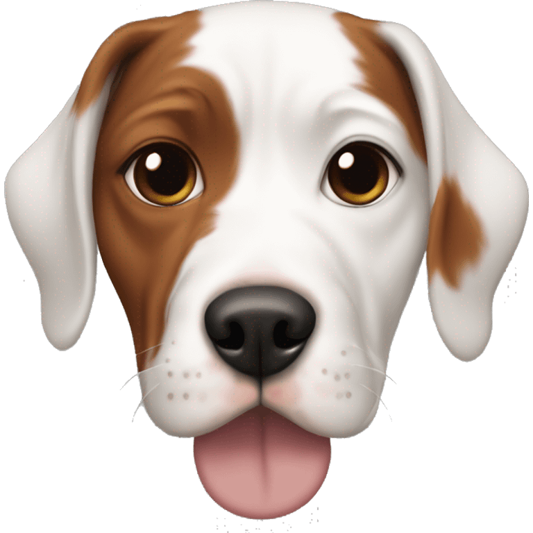 Red haired girl with septum piercing holding black and white English Staffordshire dog emoji