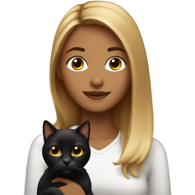 Bronde girl with a black cat emoji