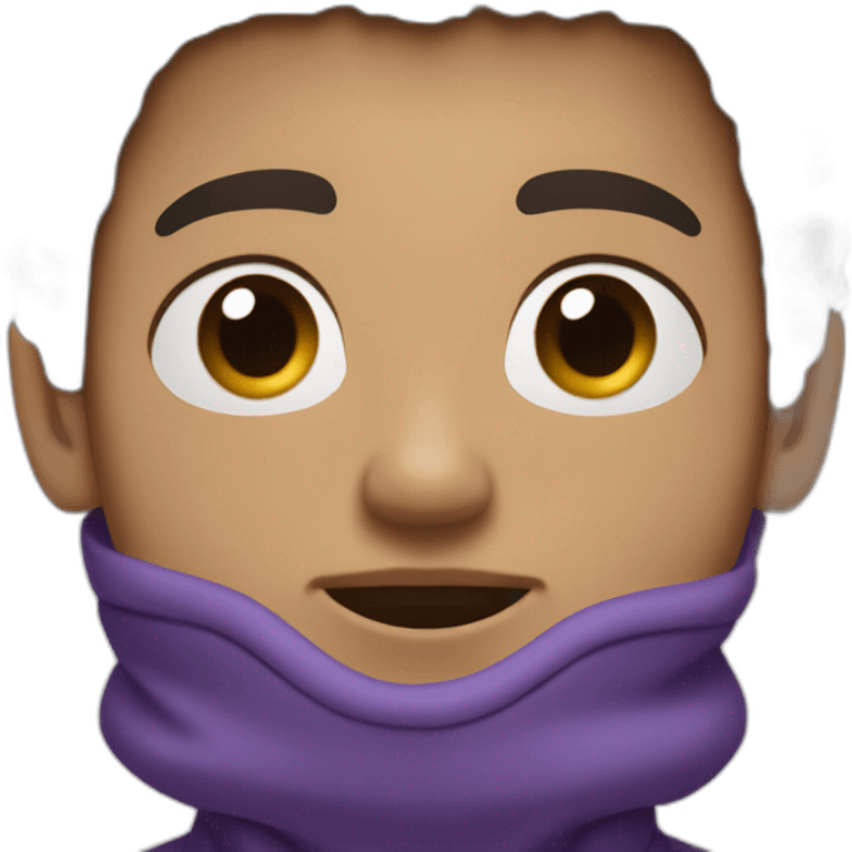 light skin tone guy with a purple hoodie and a big black afro and brown eyes emoji