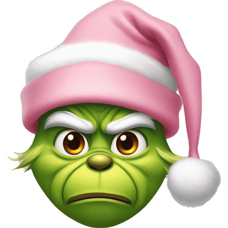 Grinch with a light pink santa hat emoji