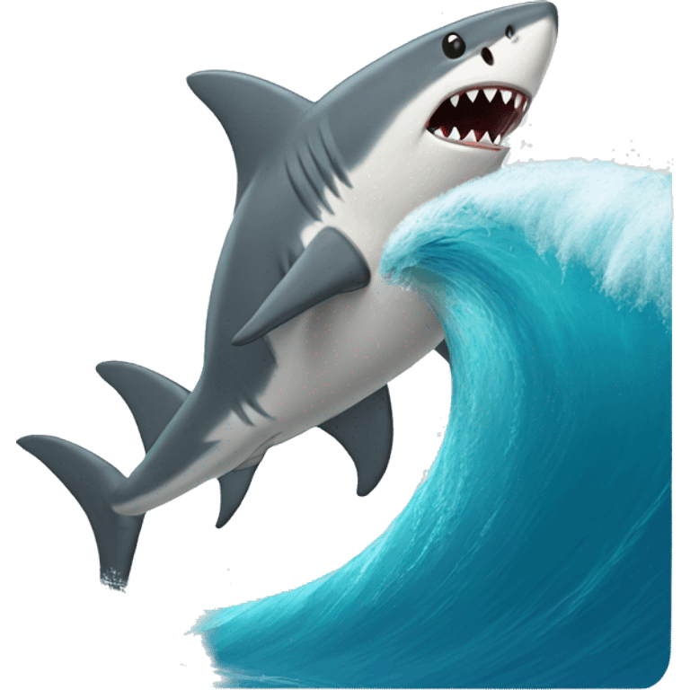 Shark surfing a tsunami emoji