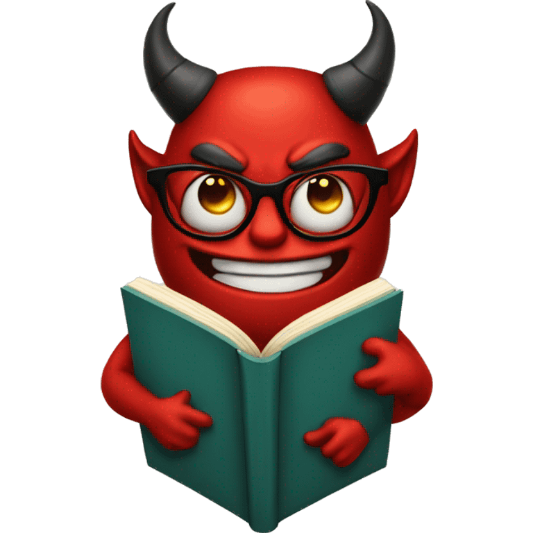 devil with bow, glasses, and book emoji