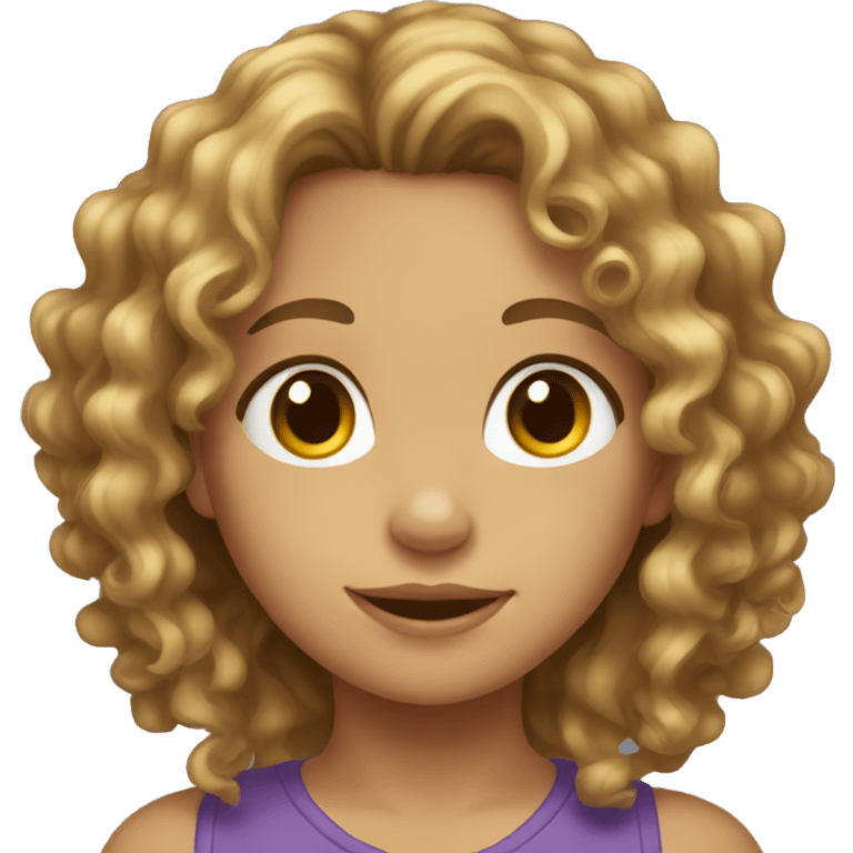 Young girl with brown curly hair and some blonde highlights  emoji