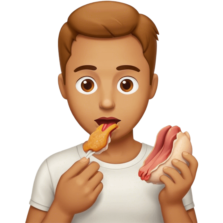 Man eating raw chiken  emoji