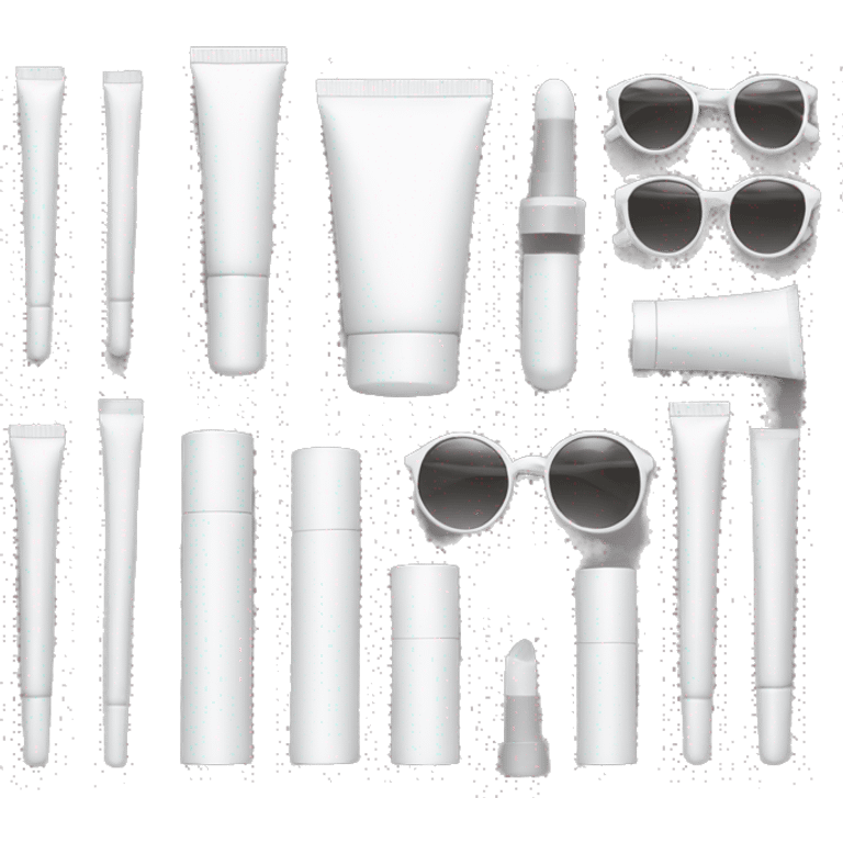 Cosmetic tubes and glasses white emoji